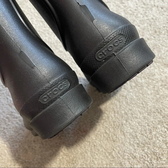CROCS Tall Wellie Rain Boots Rubber Black Pull On Black Women’s 5 or Juniors 3 - Picture 6 of 11